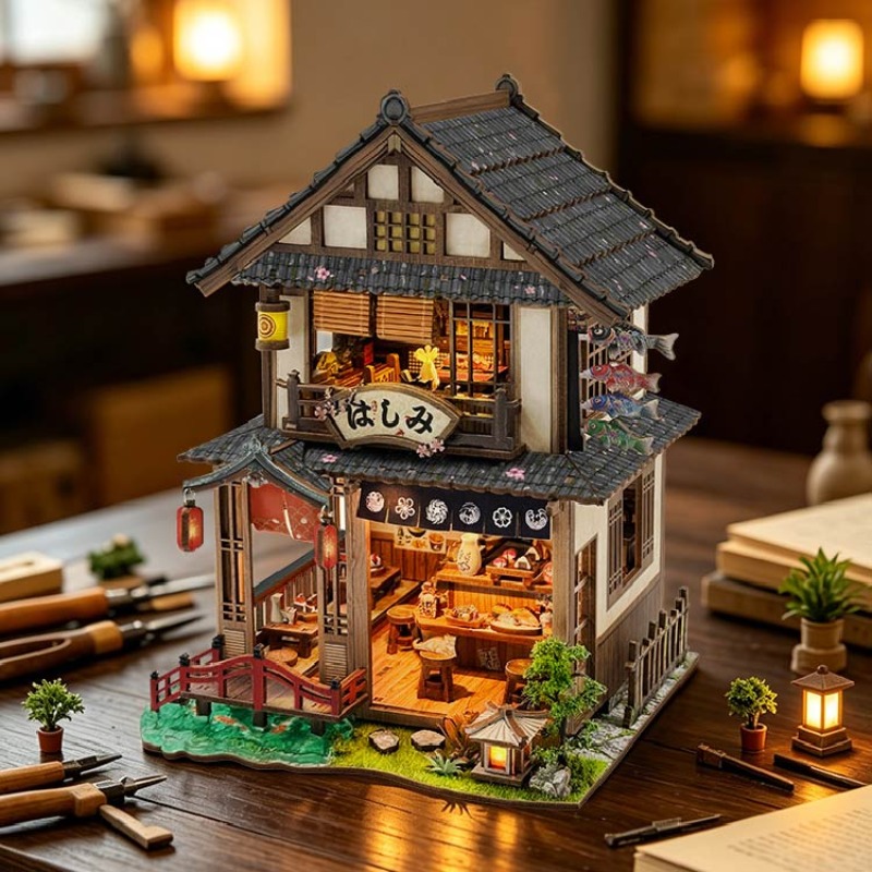 DIY Wooden Bridgeside Machiya  - огляд і ціна Model Kit Japanese